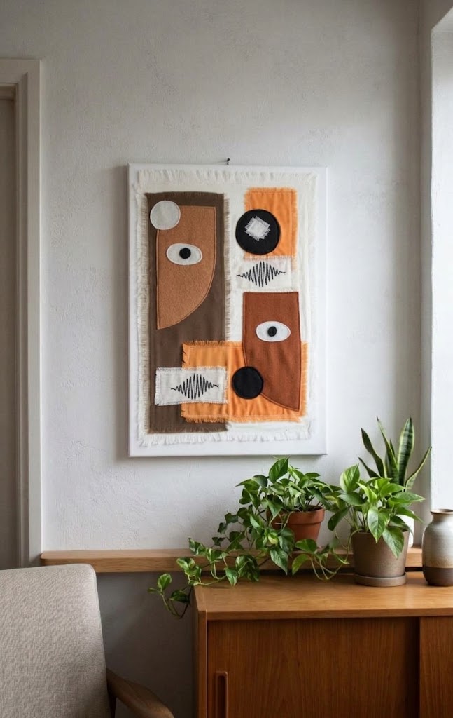 Earthbound Abstract fabric wall art - Orange